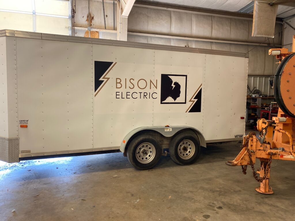 Bison Electric - print/cut package logos on trailer.